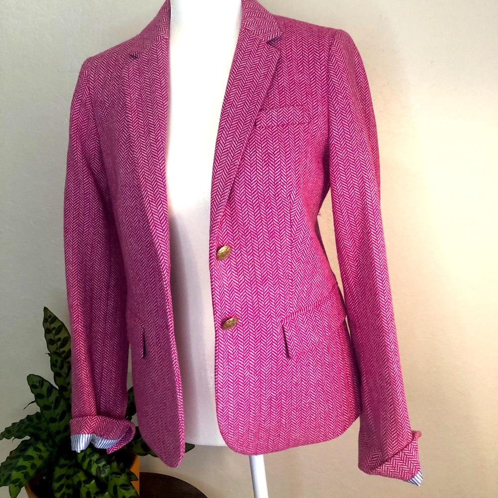 J. Crew pink schoolboy blazer